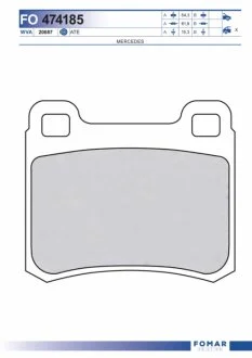Колодки тормозные дисковые задние MERCEDES 190, 200, 220, 230, 250, 260, 280, 300, C200, C220, E200 FOMAR FO 474185