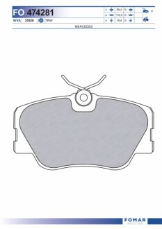 Колодки гальмівні дискові ПЕРЕДН MB W 124 (E CLASS) 2.0, 2.2, 2.8, 3.0, 2.0D, 2.5D,TD, 3.0D 06.93-06 -ua FOMAR FO 474281