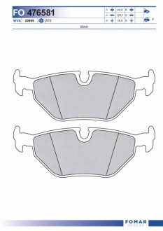 Колодки гальмівні дискові ЗАДН BMW 5(E34) 88-95,7 (E32) 3.0I, 3.5I, 4.0I, 5.0I 10.88-03.94, Z3 3.2I -ua FOMAR FO 476581