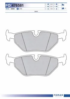 Колодки тормозные дисковые задние BMW 5(E34) 88-95,7 (E32) 3.0I, 3.5I, 4.0I, 5.0I 10.88-03.94, Z3 3.2I FOMAR FO 476581