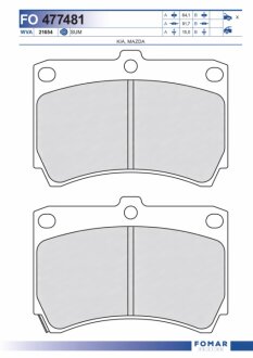 Колодки гальмівні дискові ПЕРЕДН MAZDA 121 1.1-1.3I 93-96,323 1.3I,1.7TD,1.8I 94-,323 1.3,1.6,1.7D,1 -ua FOMAR FO 477481