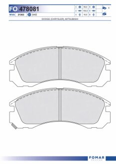 Колодки гальмівні дискові ПЕРЕДН MITSUBISHI L200 2.5TD 4WD,PAJERO 2.5TD,2.8TD,3.0LV6 90-99,PAJERO SP -ua FOMAR FO 478081