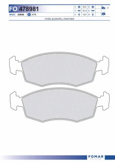 Колодки гальмівні дискові ПЕРЕДН FORD ESCORT/SCORPIO/SIERRA 01.1986-,FIAT STRADA 06.1999- -ua FOMAR FO 478981