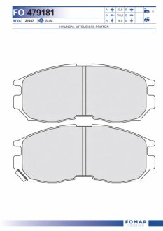 Колодки гальмівні дискові ПЕРЕДН MITSUBISHI MIRAGE/LANCER, GALANT 89-,DINGO 98-00,RVR/CHARIOT 91- -ua FOMAR FO 479181