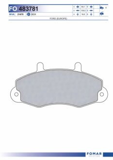 Колодки гальмівні дискові ПЕРЕДН FORD TRANSIT 80, 100L, 100S, 115, 120S, 130 06.91-08.94, TRANSIT 2. -ua FOMAR FO 483781