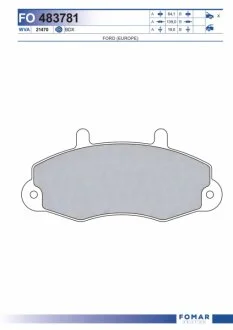 Колодки гальмівні дискові ПЕРЕДН FORD TRANSIT 80, 100L, 100S, 115, 120S, 130 06.91-08.94, TRANSIT 2. -ua FOMAR FO 483781
