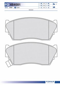 Колодки тормозные дисковые передние NISSAN SUNNY N14 FOMAR FO 484081