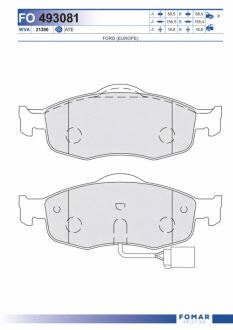 Колодки гальмівні дискові ПЕРЕДН FORD MONDEO 93-00, SCORPIO 92-98 -ua FOMAR FO 493081