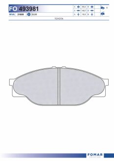 Колодки гальмівні дискові TOYOTA HI-ACE, HI-LUX -ua FOMAR FO 493981