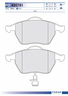 Колодки гальмівні дискові ПЕРЕДН AUDI 100 90-94. A6 94-97 -ua FOMAR FO 495781