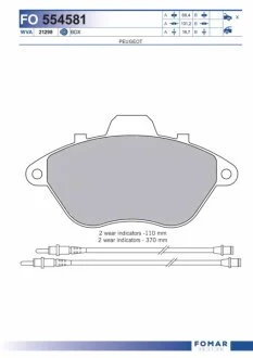 Колодки гальмівні дискові ПЕРЕДН PEUGEOT 605 89-95 -ua FOMAR FO 554581