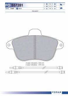 Колодки гальмівні дискові ПЕРЕДН PEUGEOT 605 2.0, 2.1D,TD, 2.5 TD, 3.0 V6 03.91-05.00 -ua FOMAR FO 557281