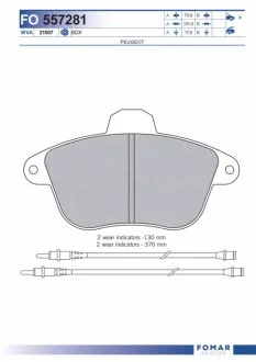 Колодки гальмівні дискові ПЕРЕДН PEUGEOT 605 2.0, 2.1D,TD, 2.5 TD, 3.0 V6 03.91-05.00 -ua FOMAR FO 557281