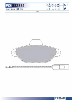Колодки тормозные дисковые FIAT PUNTO, SEICENTO FOMAR FO 582881