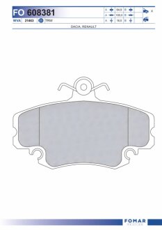 Колодки гальмівні дискові ПЕРЕДН DACIA LOGAN 05- -ua FOMAR FO 608381