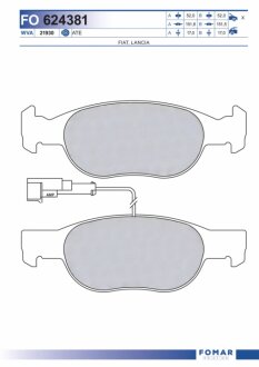 Колодки гальмівні дискові ПЕРЕДН ALFA ROMEO 145, 146 94-96, FIAT BRAVO, BRAVA, MAREA 95-, PUNTO 94- -ua FOMAR FO 624381