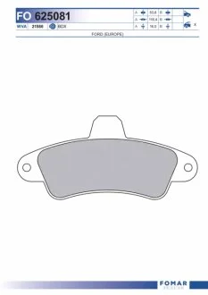 Колодки тормозные дисковые задние FORD COUGAR, MONDEO FOMAR FO 625081