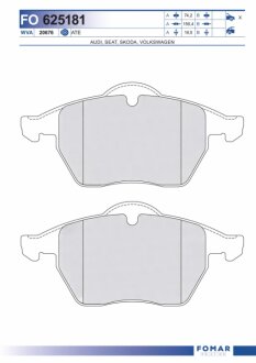 Колодки гальмівні дискові ПЕРЕДН AUDI A4 1.8-2.8 96-01,A6 1.8-2.8 94-97,VW PASSAT 1.8-2.8 97-00,GOLF -ua FOMAR FO 625181