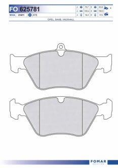 Колодки гальмівні дискові ПЕРЕДН OPEL OMEGA B 94-,VECTRA A 92-95,CALIBRA 90-95,SAAB 900 93- -ua FOMAR FO 625781