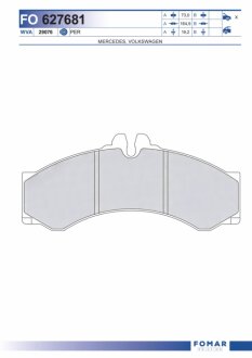 Колодки гальмівні дискові ЗАДН MERCEDES-BENZ SPRINTER 96- FOMAR FO 627681