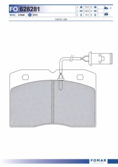 Колодки гальмівні дискові ПЕРЕДН IVECO DAILY 96- -ua FOMAR FO 628281