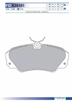 Колодки гальмівні дискові ПЕРЕДН OPEL OMEGA A 2.6I, 3.0 V6 24V 90-, OMEGA B 2.5I V6 24V 94-, SENATOR -ua FOMAR FO 628581