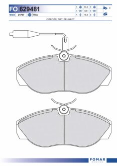 Колодки гальмівні дискові ПЕРЕДН CITROEN JUMPER 94-02, FIAT DUCATO 94-02, PEUGEOT BOXER 94-02 -ua FOMAR FO 629481