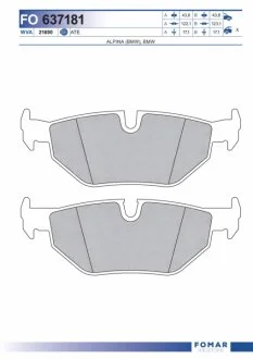 Колодки гальмівні дискові ЗАДН BMW 5 SERIES (E39) 95-03, 5 SERIES (E39) TOURING 97-04 -ua FOMAR FO 637181