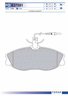 Колодки гальмівні дискові ПЕРЕДН CITROEN XSARA 2.0I 98-,PEUGEOT 306 2.0I 16V 96-97,406 1.8 16V,1.9TD -ua FOMAR FO 637581