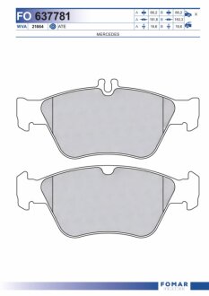 Колодки гальмівні дискові ПЕРЕДН MB W202(C CLASS) 93-,W208(CLK CLASS) 97-,W210(E CLASS) 95-97 -ua FOMAR FO 637781
