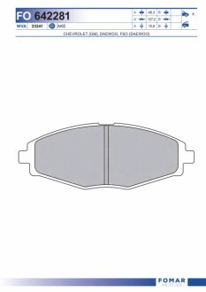 Колодки гальмівні дискові ПЕРЕДН GM DAEWOO MATIZ 0,8 1,1 05- LANOS 1,5 99- R13 -ua FOMAR FO 642281