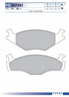 Колодки тормозные дисковые SEAT CORDOBA, IBIZA, VOLKSWAGE FOMAR FO 647481
