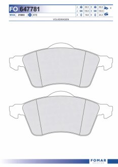 Колодки гальмівні дискові ПЕРЕДН VW TRANSPORTER T4 -2003 -ua FOMAR FO 647781