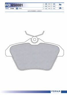 Колодки гальмівні дискові ЗАДН ALFA 156 97- -ua FOMAR FO 650081