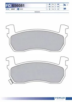 Колодки тормозные дисковые NISSAN MICRA 1.2 H/B K10 MA12 1235CC OHC FWD 5 MTM + ATM 88-92 FOMAR FO 656081