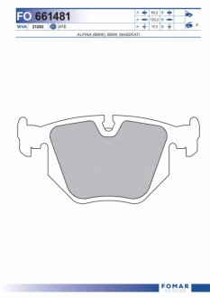 Колодки гальмівні дискові ЗАДН BMW 7 (E38) 94-01. X3 (E83) 04-. X5 (E53) 00- -ua FOMAR FO 661481