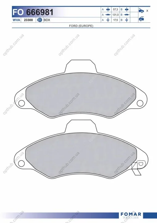 Колодки гальмівні дискові FORD ESCORT -ua FOMAR FO 666981 (фото 1)