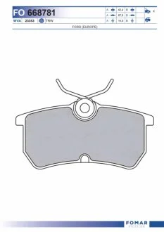 Колодки тормозные дисковые задние FORD FOCUS 1.4I, 1.6I, 1.8I, 1.8 TDI, 2.0I 98- FOMAR FO 668781