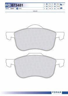 Колодки гальмівні дискові ПЕРЕДН VOLVO S60 S80 98-,V70 00-,XC70 -07 -ua FOMAR FO 673481