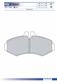 Колодки гальмівні дискові ПЕРЕДН MERCEDES V CLASS, VITO 97-03 -ua FOMAR FO 678681