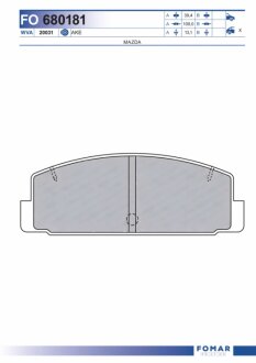 Колодки тормозные дисковые задние MAZDA 323 626 MAZDA6 97- FOMAR FO 680181