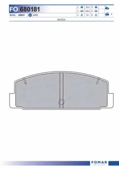 Колодки тормозные дисковые задние MAZDA 323 626 MAZDA6 97- FOMAR FO 680181
