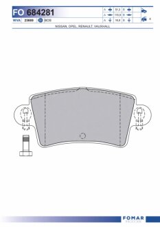 Колодки гальмівні дискові ЗАДН NISSAN INTERSTAR 1.9TD-3.0TD DCI 80-140 02-,OPEL MOVANO,RENAULT MASTE -ua FOMAR FO 684281