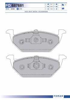 Колодки гальмівні дискові ПЕРЕДН SEAT LEON 99-,TOLEDO 99-;SKODA OCTAVIA 96-;VW BORA 99-,GOLF 97-99,G FOMAR FO 687681