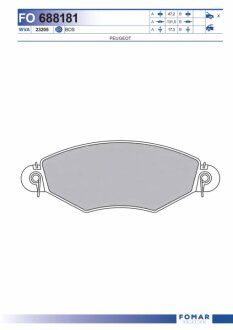 Колодки гальмівні дискові PEUGEOT 206, 306 -ua FOMAR FO 688181