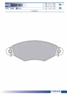 Колодки гальмівні дискові PEUGEOT 206, 306 -ua FOMAR FO 688181