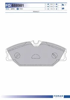 Колодки гальмівні дискові ПЕРЕДН MEGANE 99- -ua FOMAR FO 688981
