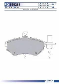 Колодки гальмівні дискові ПЕРЕДН AUDI A4 1.6-3.0 00-04, VW PASSAT 1.6-1.9 96-00 -ua FOMAR FO 689281