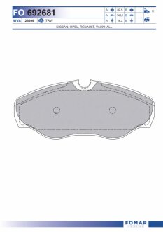 Колодки гальмівні дискові ПЕРЕДН OPEL VIVARO 1.9DCI,2.0I 00.01-, RENAULT TRAFIC 1.9DCI,2.0I 00.01- -ua FOMAR FO 692681