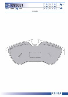 Колодки тормозные дисковые передние CITROEN C3 1.4 16V 1.6 16V 02- FOMAR FO 693681